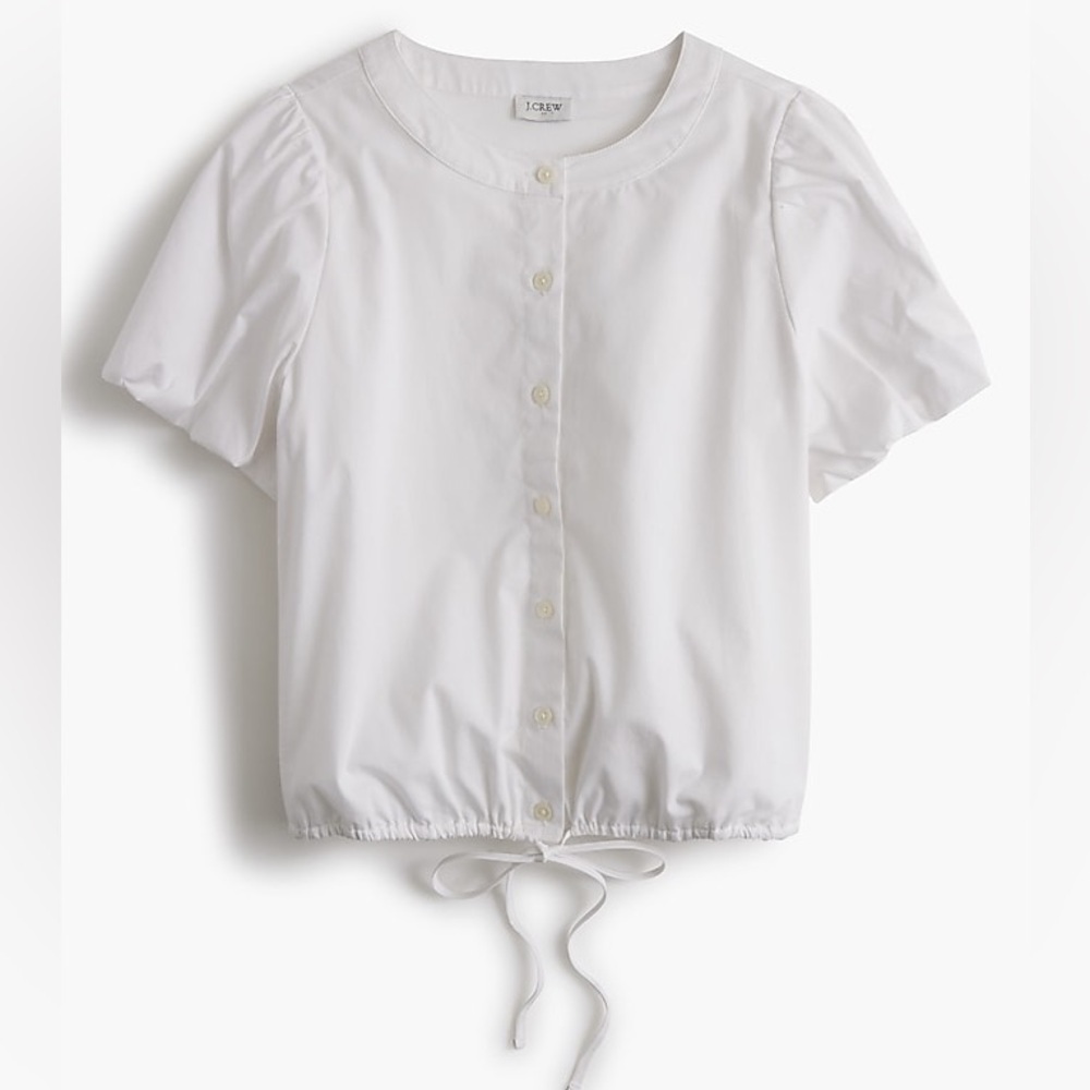 NWT J. Crew factory Puff-sleeve tie-waist top in white size Small - Picture 5 of 8
